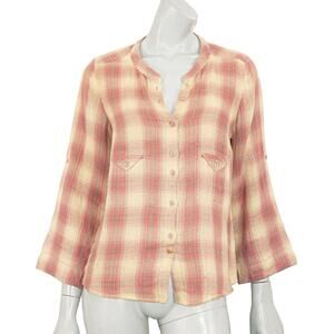 IRO Women's Button up Flannel Shirt Yellow Red Plaid Cotton Size 3